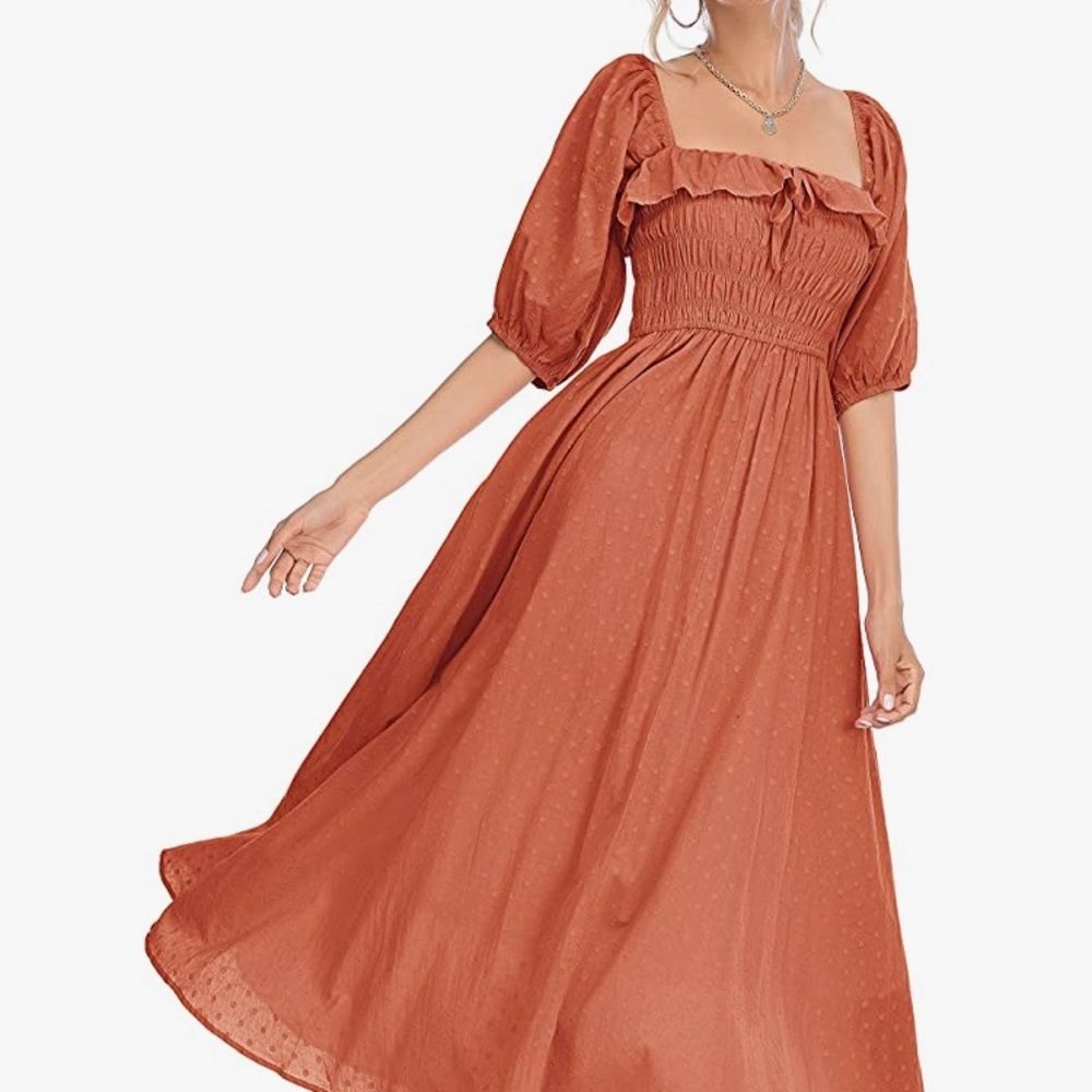 Rust color maxi dress